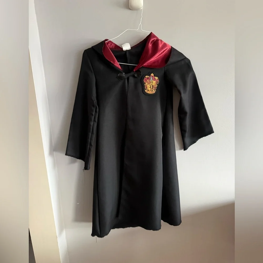 Harry Potter Gryffindor Wizard Robe Kids Costume Black Hooded Cloak Wizarding